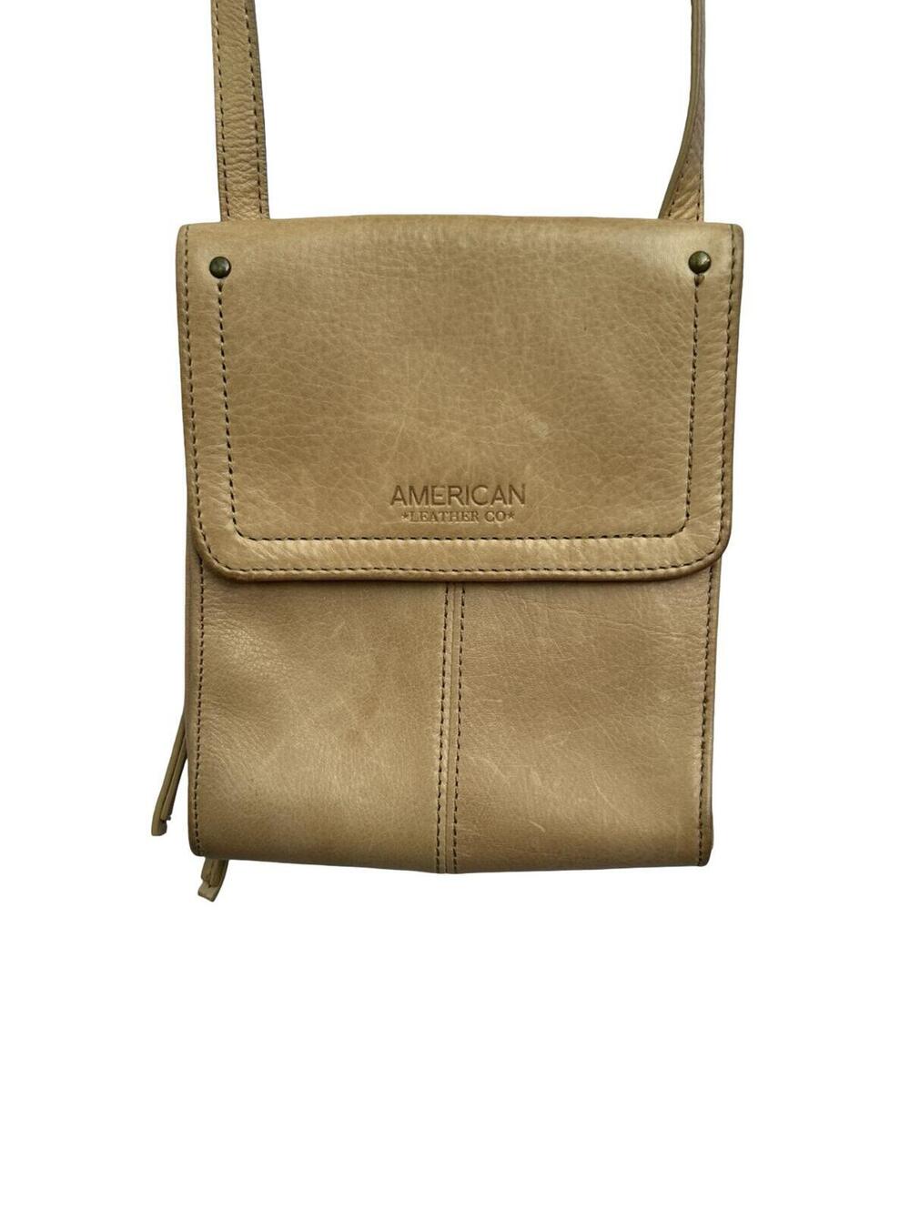 American Leather Co Tan Leather Crossbody Bag Flap Small Minimalist Purse‎